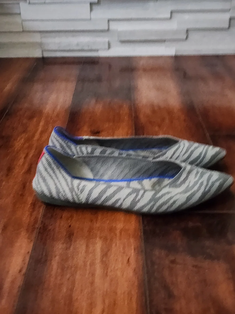 Rothy’s The Point Gray Patterned Knit Pointed Toe Flats W10.5